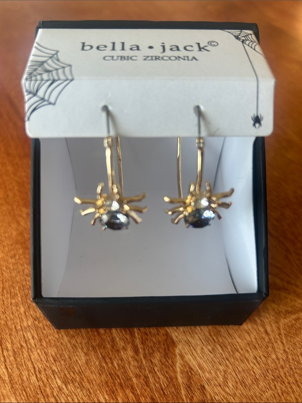 Bella Jack Spider Gold Colored Hoop Earrings